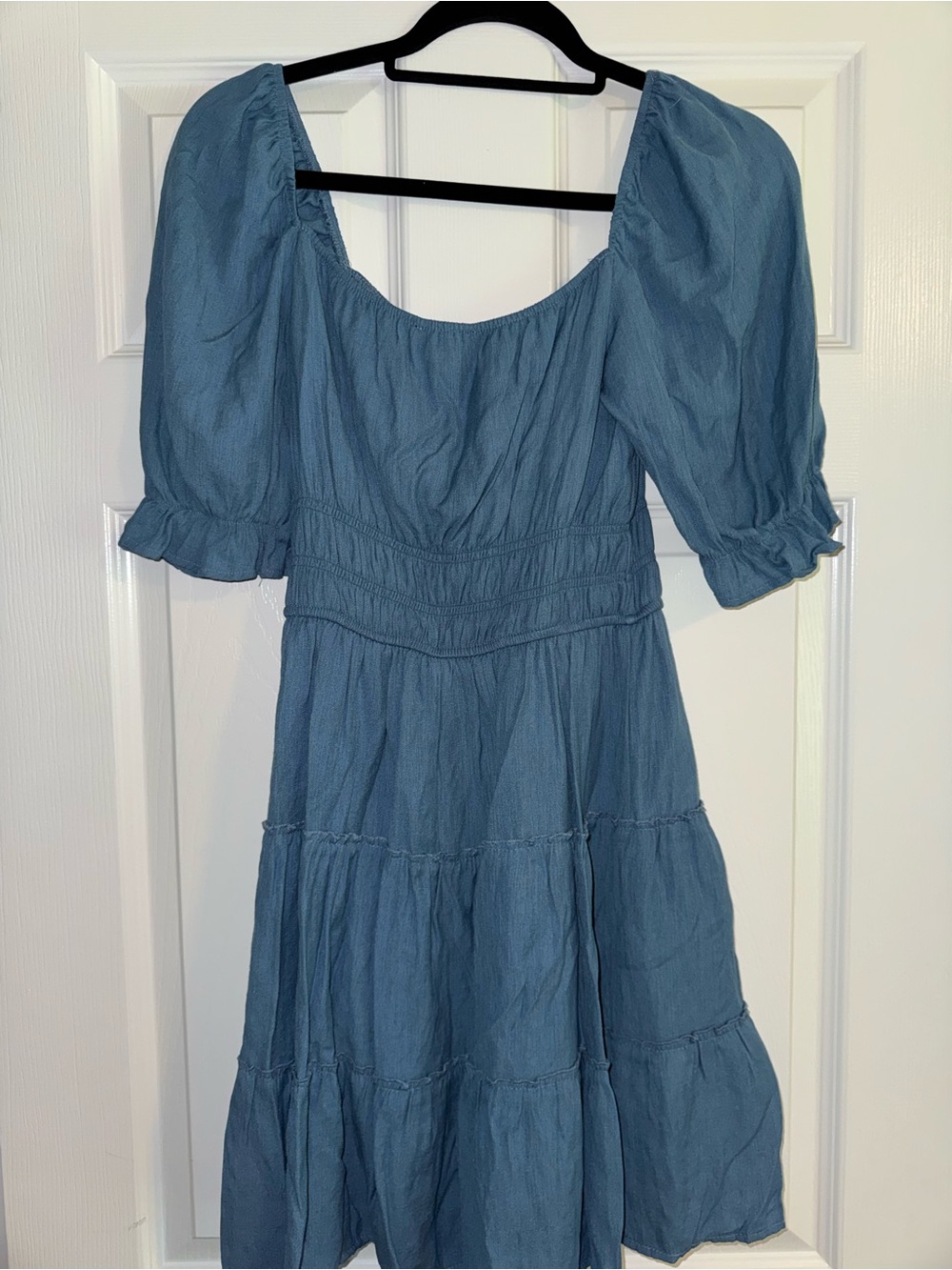 Blue Puff Sleeve Dress